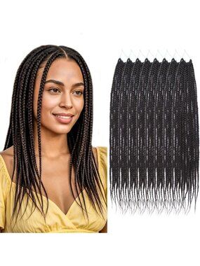 18 Inch Crochet Box Braids for Black Women - 8 Packs, Soft & Natural Look, Dark